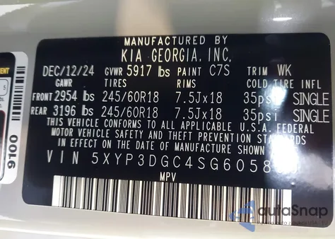 2025 Kia Telluride Ex X-Pro из США, поврежденный, VIN 5XYP3DGC4SG605830